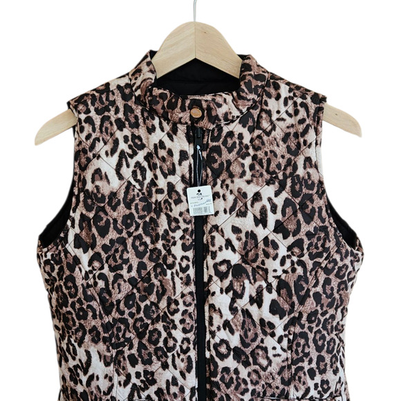 NEW! Princess Cruises Vest Puffer *Reversible* Black Animal Print Women's Small - Picture 7 of 11